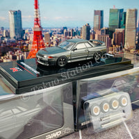 INNO64 1/64 NISSAN SKYLINE GTR R32 Gun Grey Metallic  W/ Extra Wheels IN64-R32-GGM