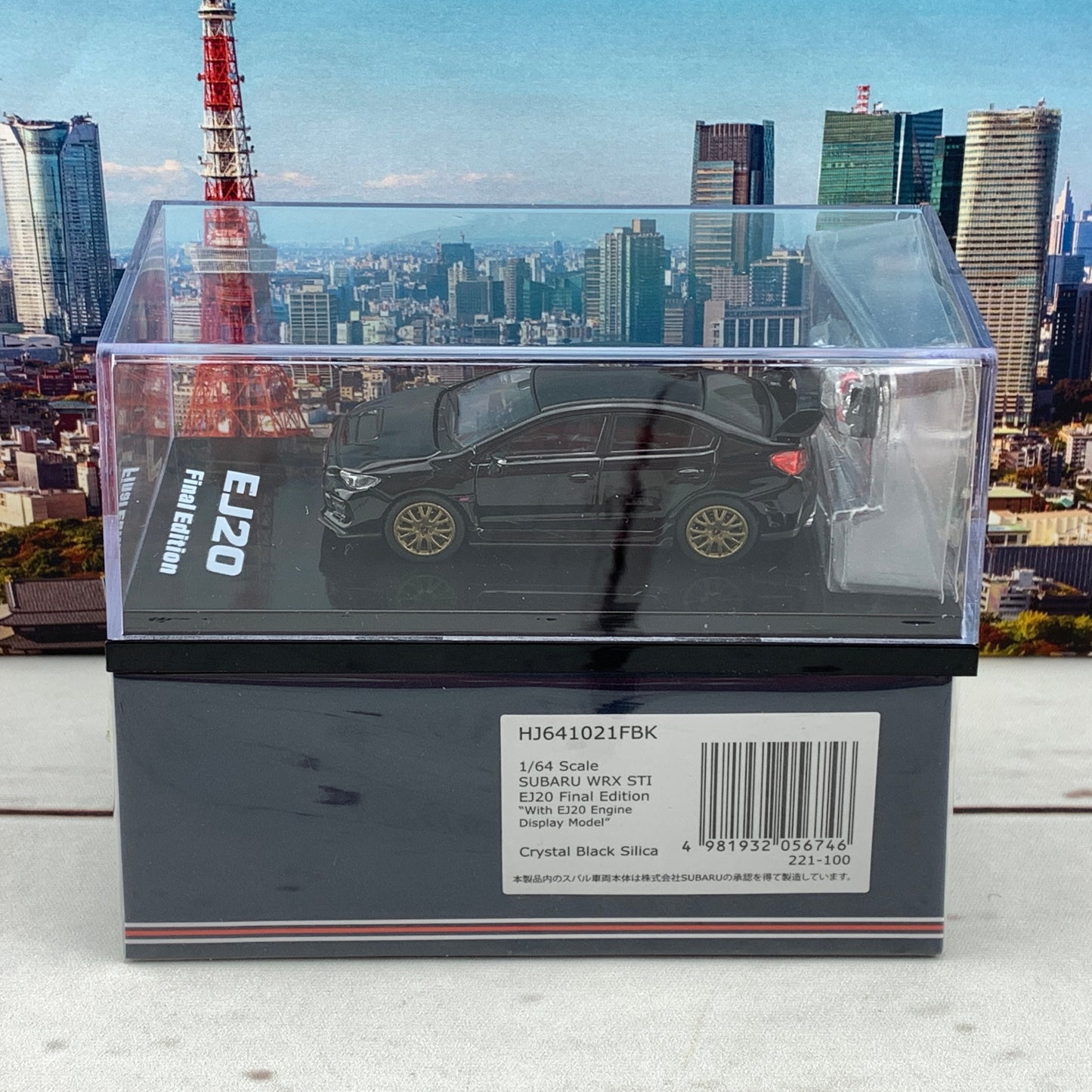 HOBBY JAPAN 1/64  SUBARU WRX STI EJ20 Final Edition with EJ20 Engine Display Model Black HJ641021FBK
