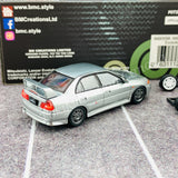 BM CREATIONS JUNIOR 1/64 Mitsubishi Lancer Evolution IV Silver RHD with Extra Wheel Set 64B0098