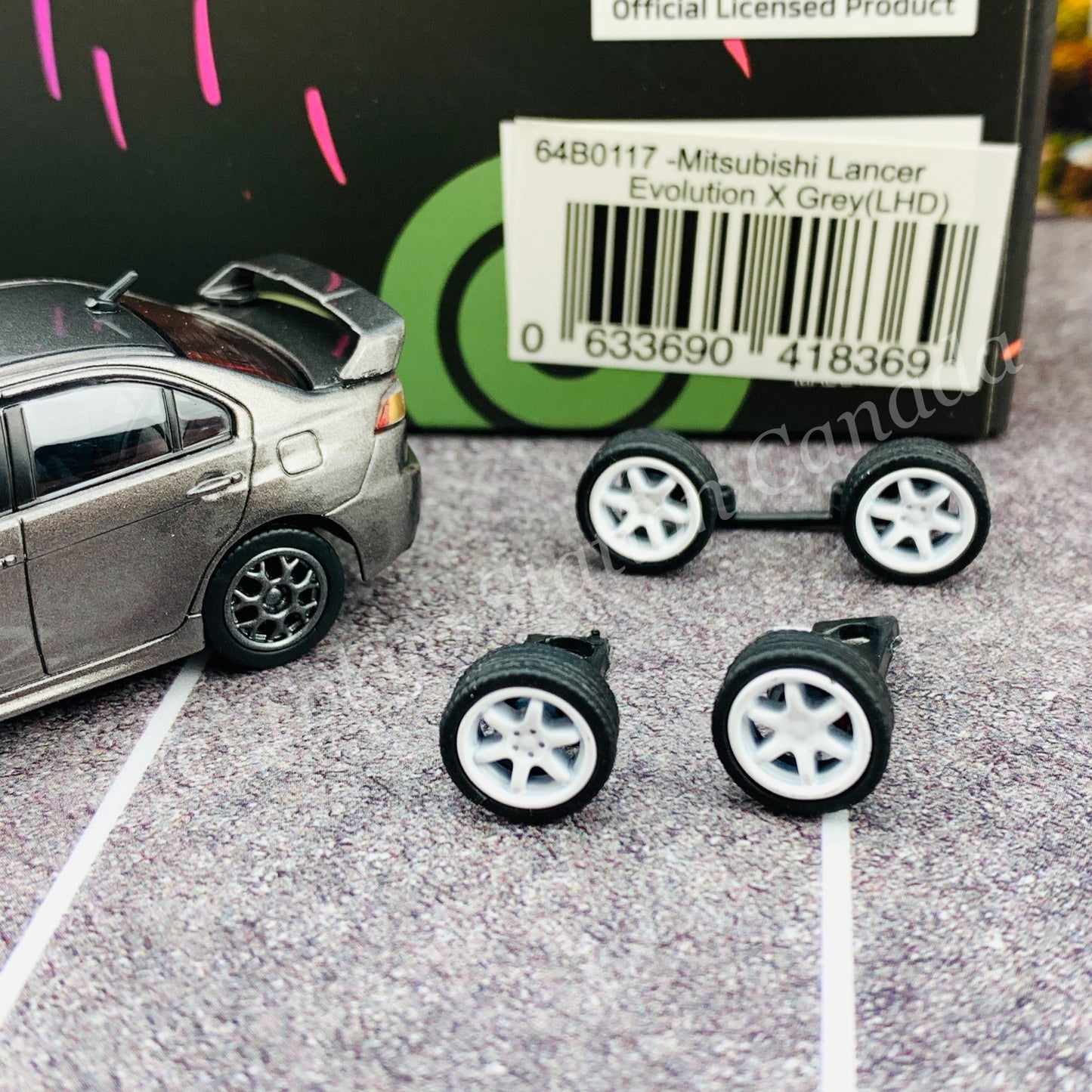 BM CREATIONS JUNIOR 1/64 Mitsubishi Lancer EVO X  GREY LHD with Extra Wheels and Lowering Parts 64B0117