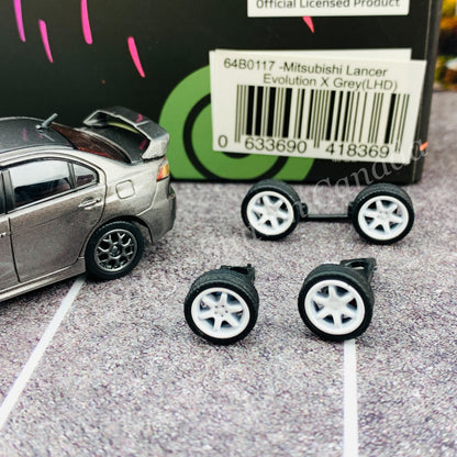BM CREATIONS JUNIOR 1/64 Mitsubishi Lancer EVO X  GREY LHD with Extra Wheels and Lowering Parts 64B0117