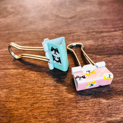 Mine Wave Shiba Inu Double Clips set of 10 pcs Pink and Green