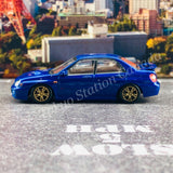 BM CREATIONS JUNIOR 1/64 Subaru Impreza WRX STi 2001 BLUE LHD with Extra Wheel Set and Lowering Parts 64B0079