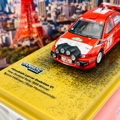 Tarmac Works 1/64 Hobby Collection Mitsubishi Lancer Evolution VI WRC New Zealand Rally 1999 Winner Mäkinen / Mannisenmäki T64-021-99NZD