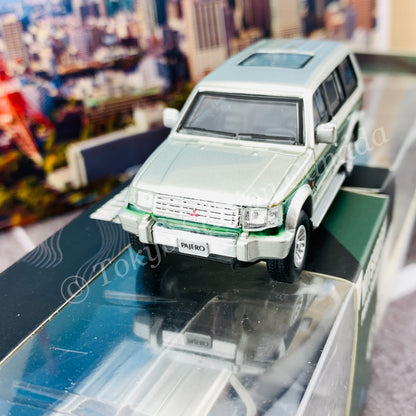 BM CREATIONS JUNIOR 1/64 Mitsubishi Pajero Super Exceed Silver with Green Stripe LHD 64B0020
