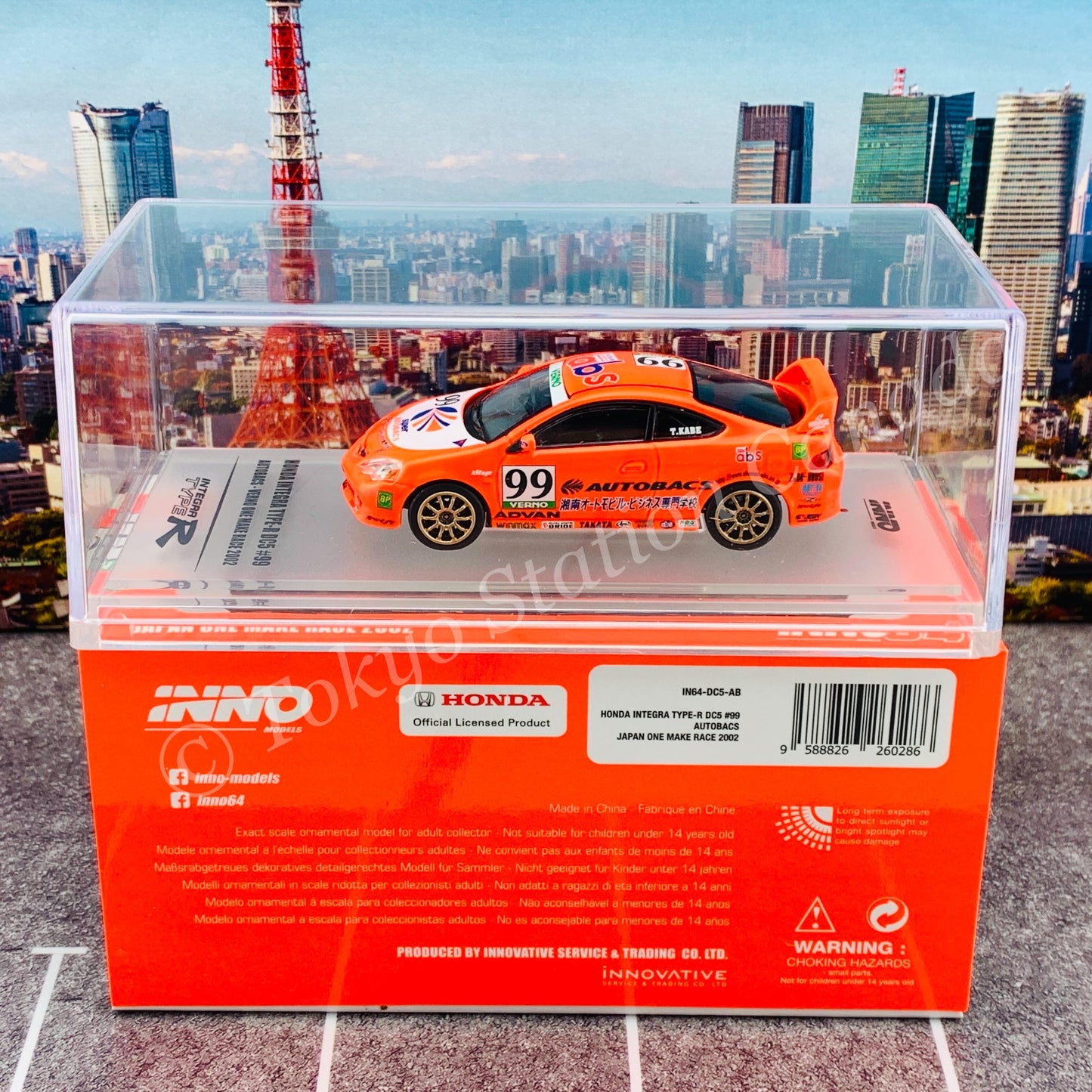 INNO64 1/64 Honda Integra Type-R DC5 #99 AUTOBACS JAPAN ONE MAKE RACE 2002 IN64-DC5-AB