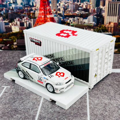 TARMAC WORKS 1/64 HOBBY64 Honda Civic Type R EK9 BRIDE with Container T64-TL010-BR