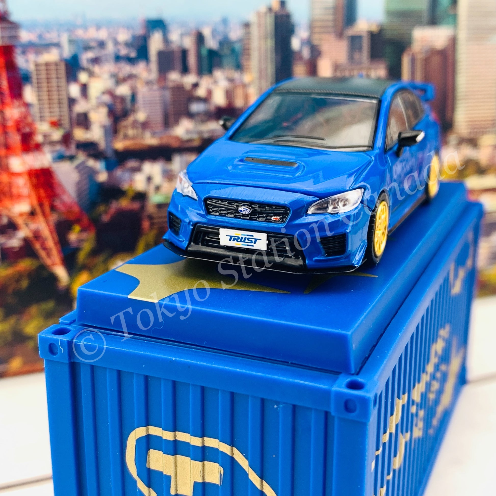 Tarmac Works 1/64 Subaru WRX STI EJ20 Final Edition (S208) Blue with Container T64-016-FE