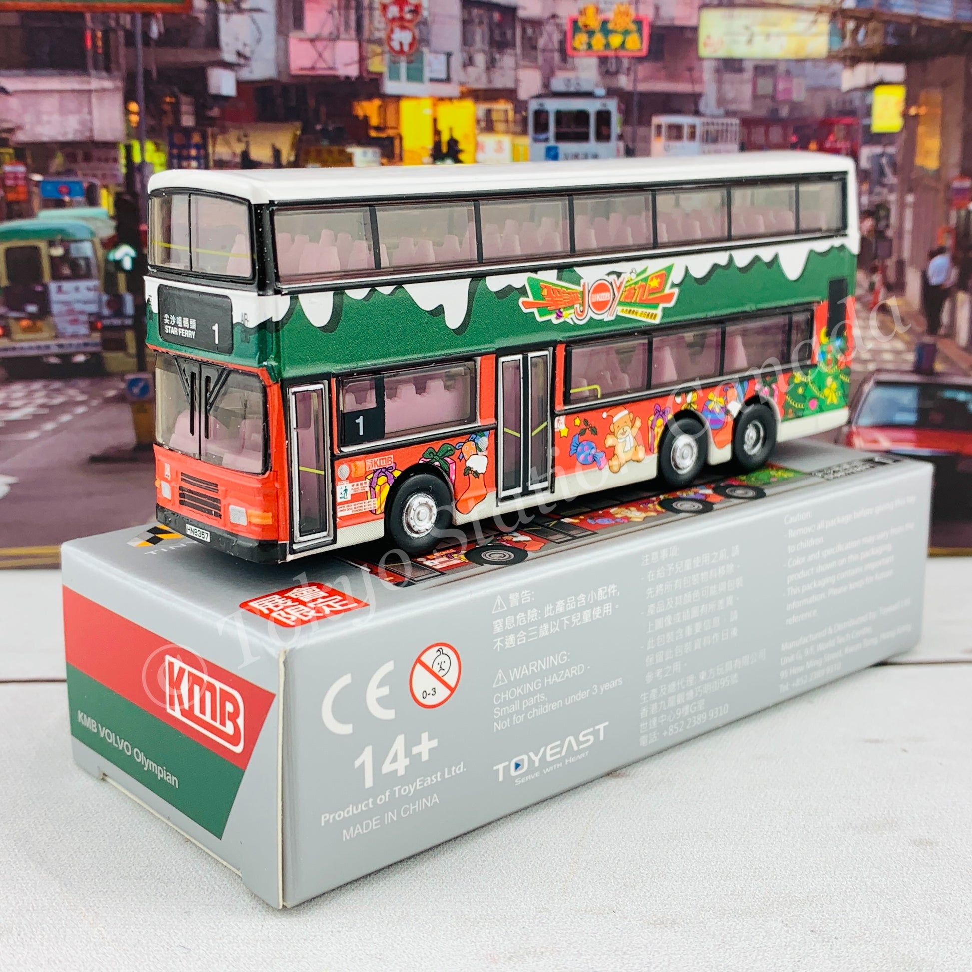 TINY 微影 KMB VOLVO Olympian Hong Kong Christmas Limited Edition (1 Star Ferry 尖沙咀碼頭) 九巴富豪 Olympian 11米 "聖誕Joy滿九巴" [展會限定] KMB2020083