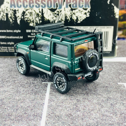 BM CREATIONS JUNIOR 1/64 Suzuki Jimny SIERRA JB74 with Accessory Pack Matt Green LHD 64B0033