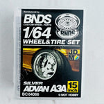 BNDS 1/64 Alloy Wheel & Tire Set ADVAN A3A SILVER BC64066