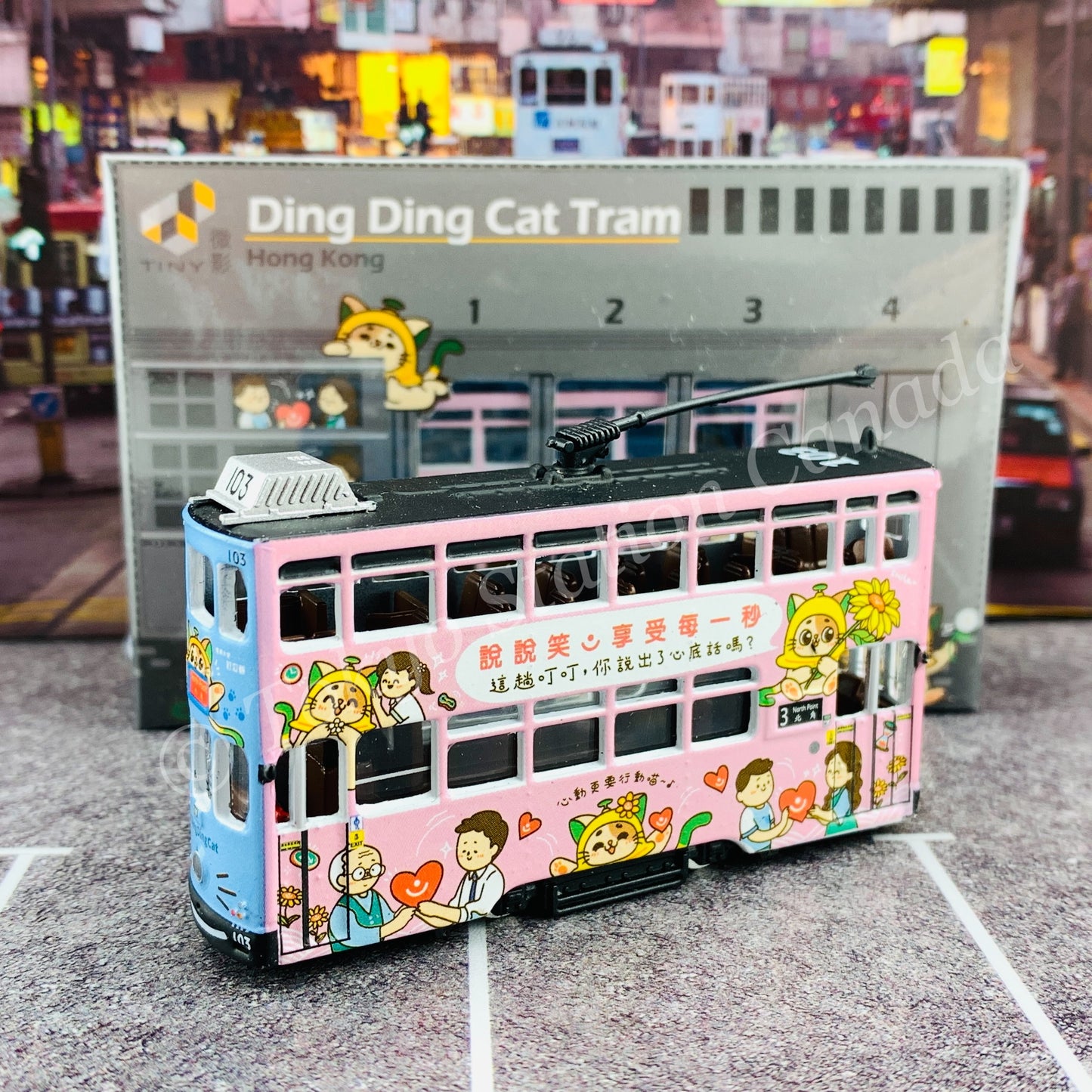 TINY 微影 52 Hong Kong Tram (6th-generation) Ding Ding Cat Light Blue/Pink ATC65222