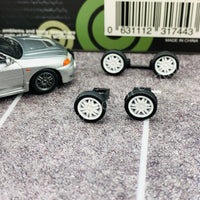 BM CREATIONS JUNIOR 1/64 Mitsubishi Lancer Evolution IV Silver RHD with Extra Wheel Set 64B0098