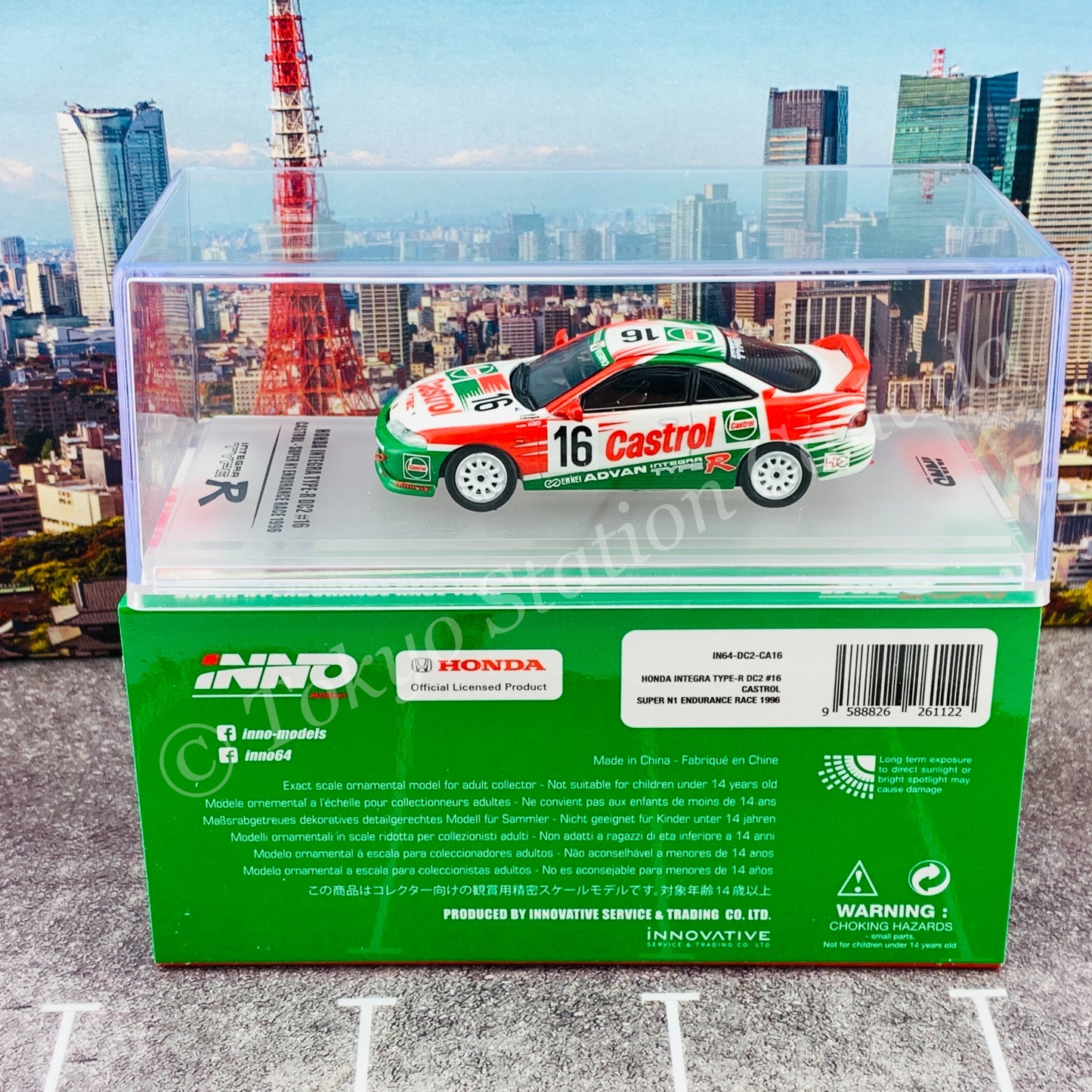 INNO64 1/64 HONDA INTEGRA TYPE-R DC2 #16 CASTROL SUEPR N1 ENDURANCE RACE 1996 IN64-DC2-CA16