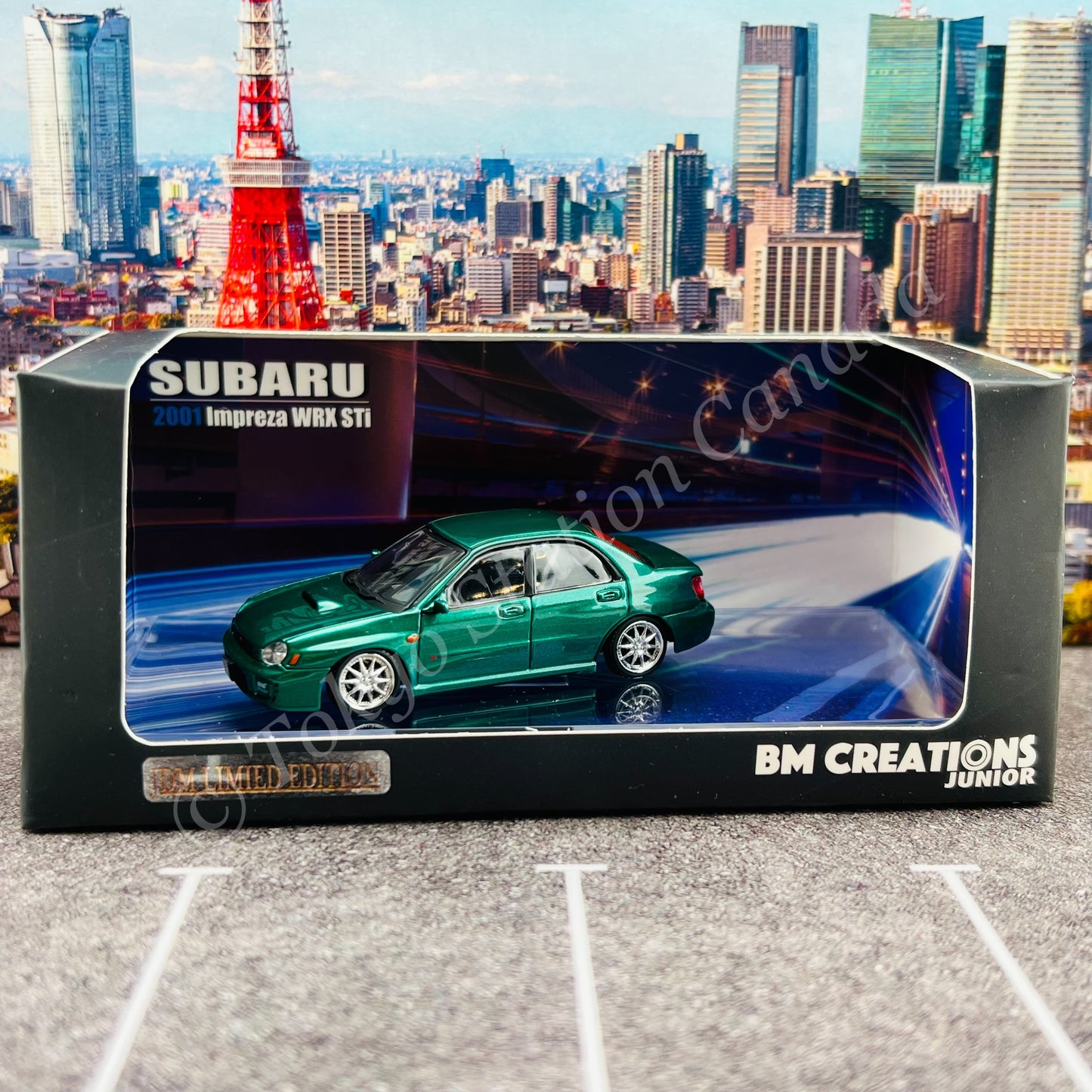 BM CREATIONS JUNIOR 1/64 SUBARU 2001 Impreza WRX STi Custom Green JDM Limited Edition LHD 64B0071