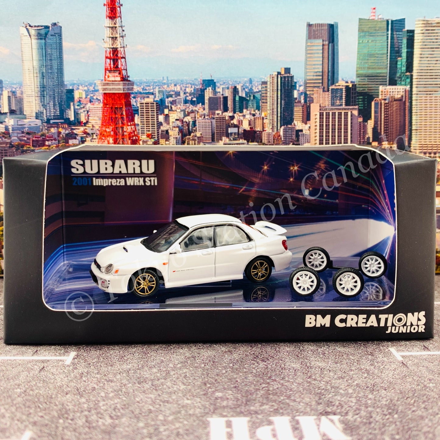 BM CREATIONS JUNIOR 1/64 Subaru Impreza WRX STi 2001 WHITE RHD 64B0082