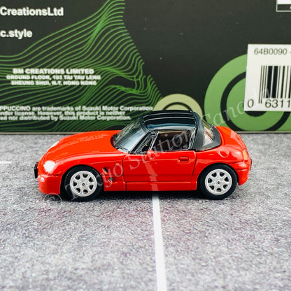 BM CREATIONS JUNIOR 1/64 SUZUKI CAPPUCCINO Red RHD with Extra Wheel and Hard Top Set 64B0090