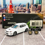 BM CREATIONS JUNIOR 1/64 Subaru 2009 Impreza WRX WHITE LHD with Extra Wheels and Lowering Parts 64B0111
