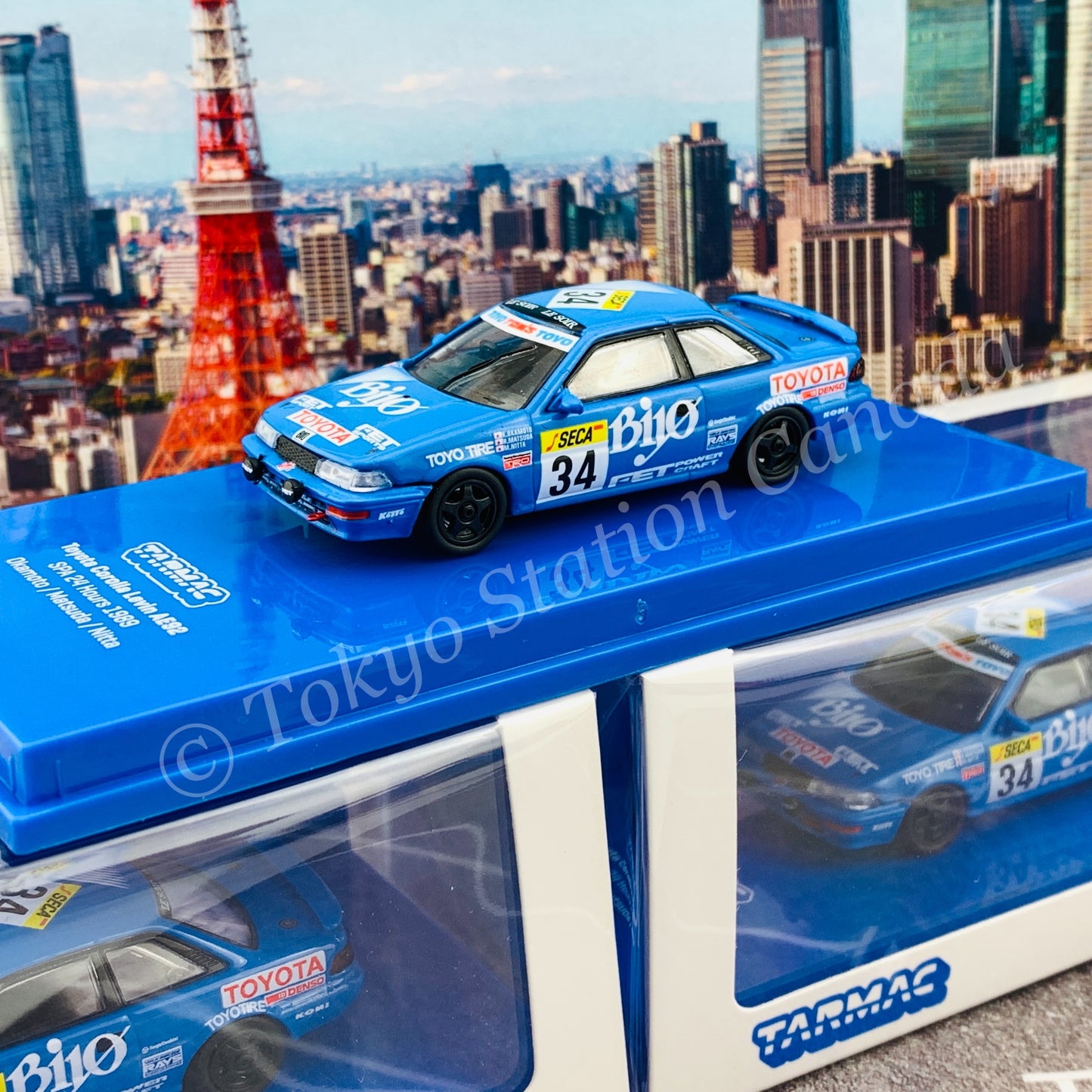 Tarmac Works 1/64 Hobby Collection Toyota Corolla Levin AE92 SPA 24 Hours 1989 *** NEW variation with large front lights *** T64-036-89SPA34