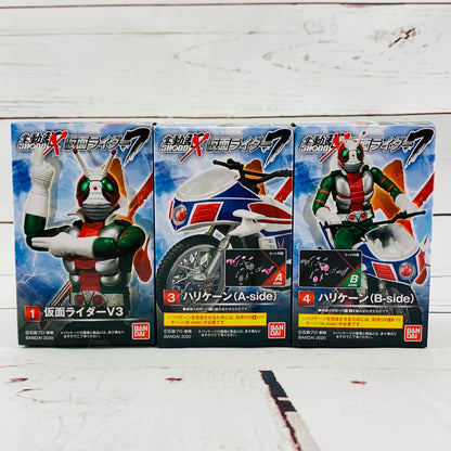 SHODO-X Kamen Rider 7 - Kamen Rider V3 + Hurricane (A Side and B Side) Complete Set