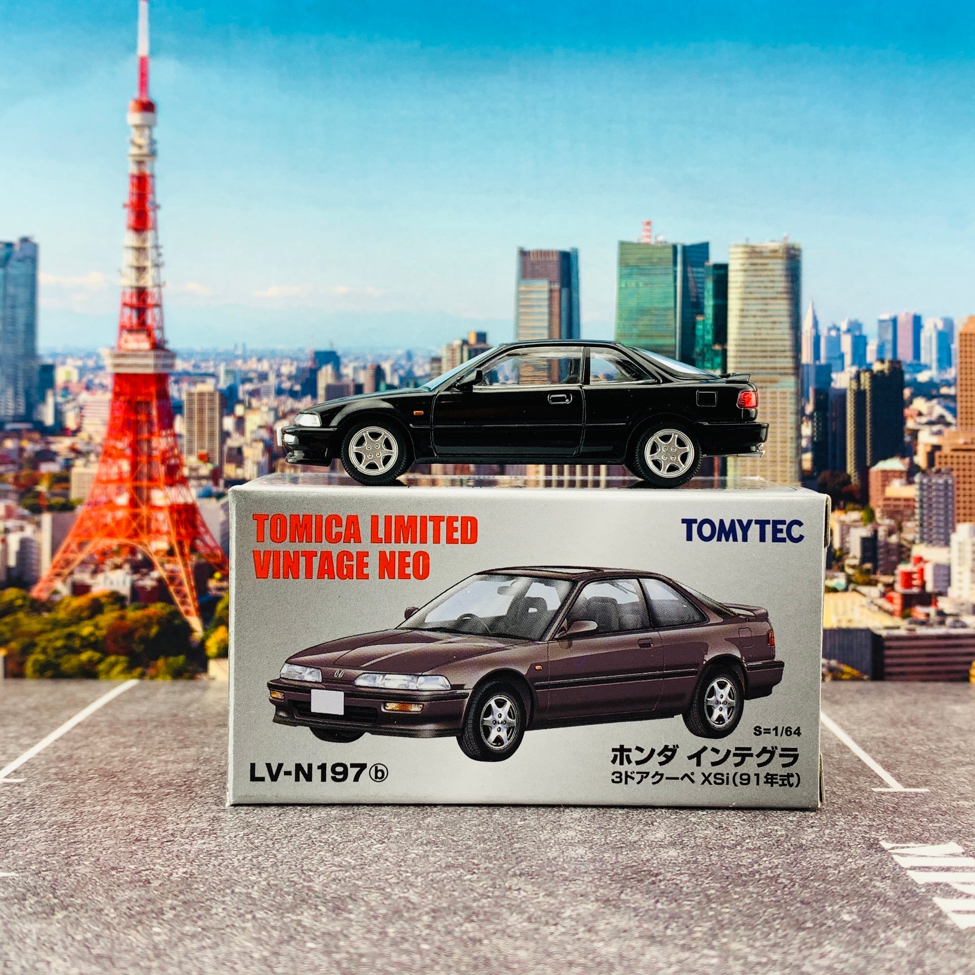 Tomytec Tomica Limited Vintage Neo 1/64 LV-N197b Honda Integra 3 Door Coupe Xsi Black (1991)