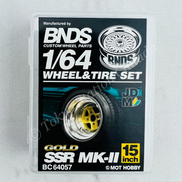 BNDS 1/64 Alloy Wheel & Tire Set SSR MK-II GOLD BC64057