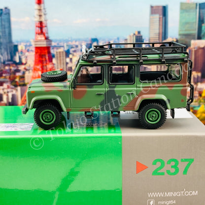 MINI GT 1/64 Land Rover Defender 110 Military Camouflage ToyEast Exclusive RHD MGT00237-R