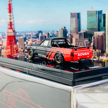 INNO64 1/64 NISSAN SUNNY "HAKOTORA" Pickup Truck  "ADVAN" Concept Livery WITH EXTRA WHEELS IN64-HKT-AD