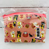 Smile Lucky Cat 笑福貓 Zipper Pouch 303-583 Pink