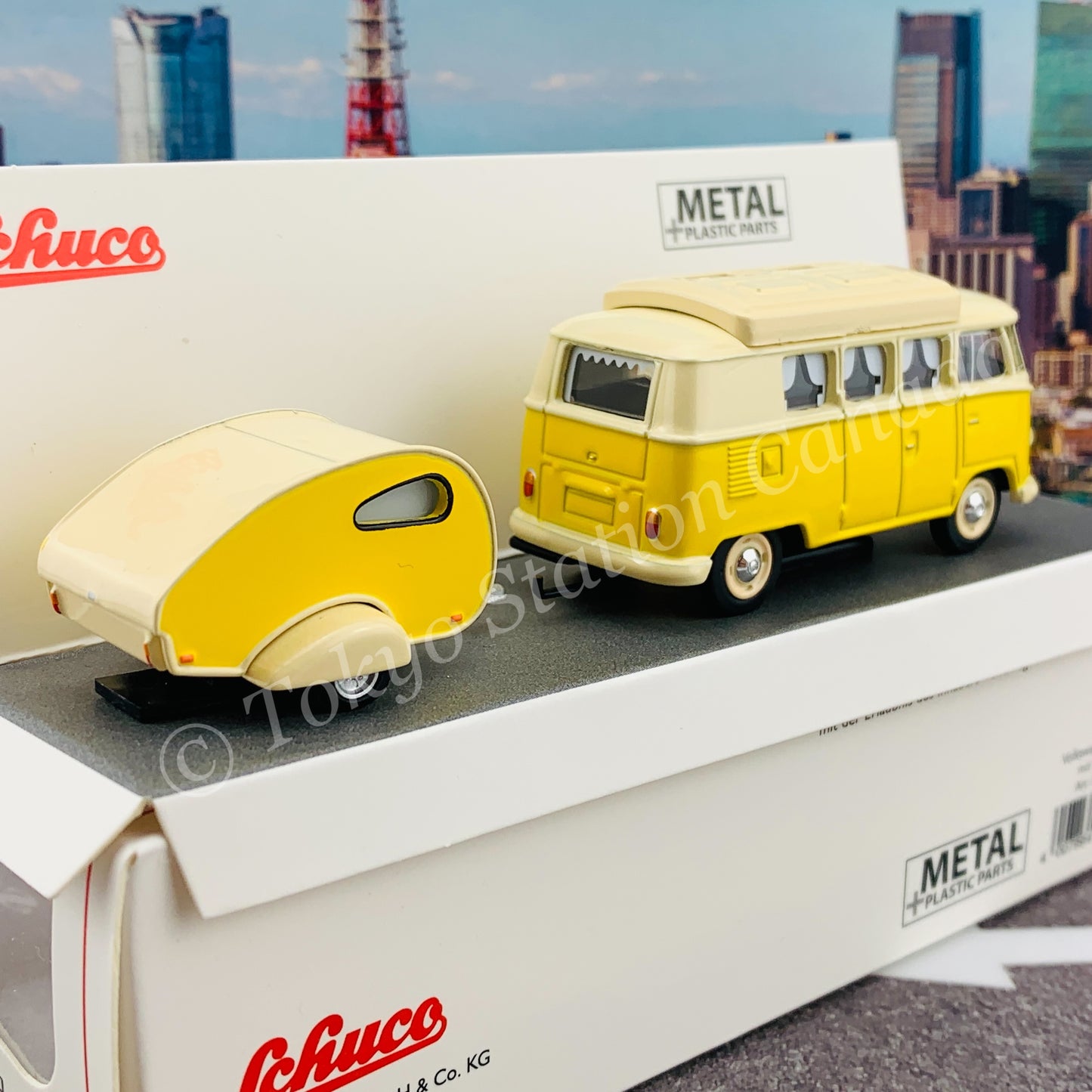 Schuco 1/64 Volkswagen T1 Camper with Caravan (mit Wohnanhanger) 452026700