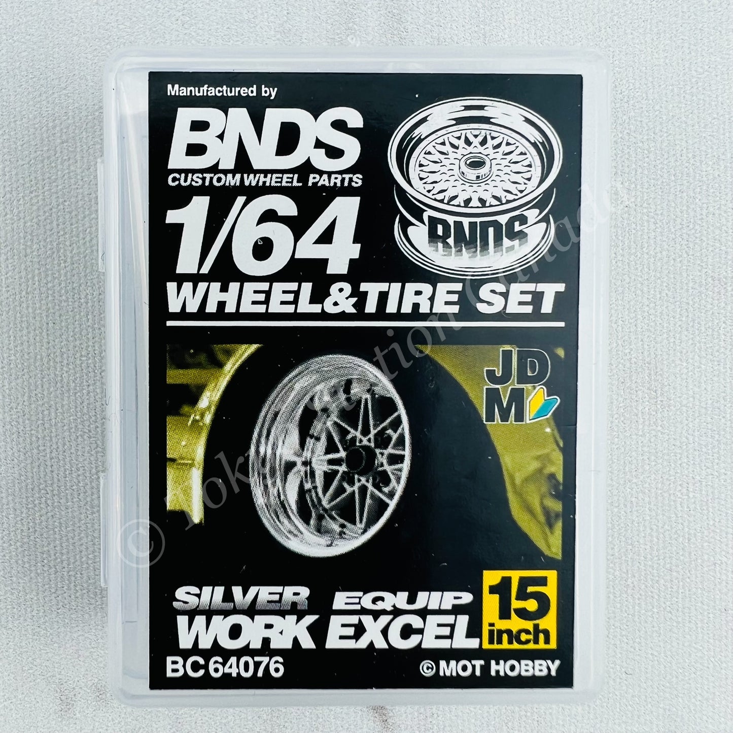 BNDS 1/64 Alloy Wheel & Tire Set WORK EQUIP EXCEL SILVER BC64076