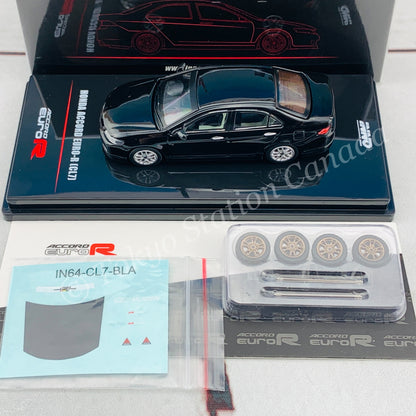 INNO64 1/64 HONDA ACCORD Euro-R (CL7) Nighthawk Black Pearl W/ Extra Wheels & Extra Water Decals IN64-CL7-BLA