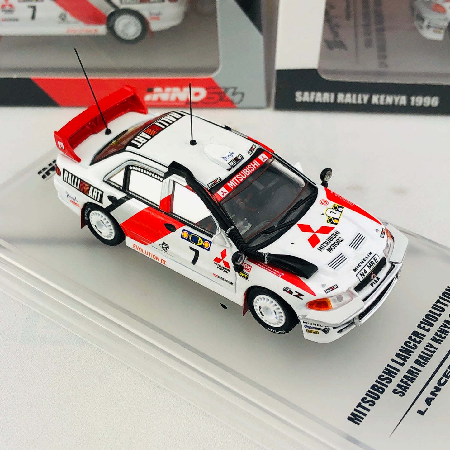 INNO64 Mitsubishi Lancer Evolution III #7 Safari Rally Kenya 1996 IN64-EVO3-96SA7