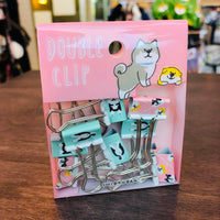 Mine Wave Shiba Inu Double Clips set of 10 pcs Pink and Green