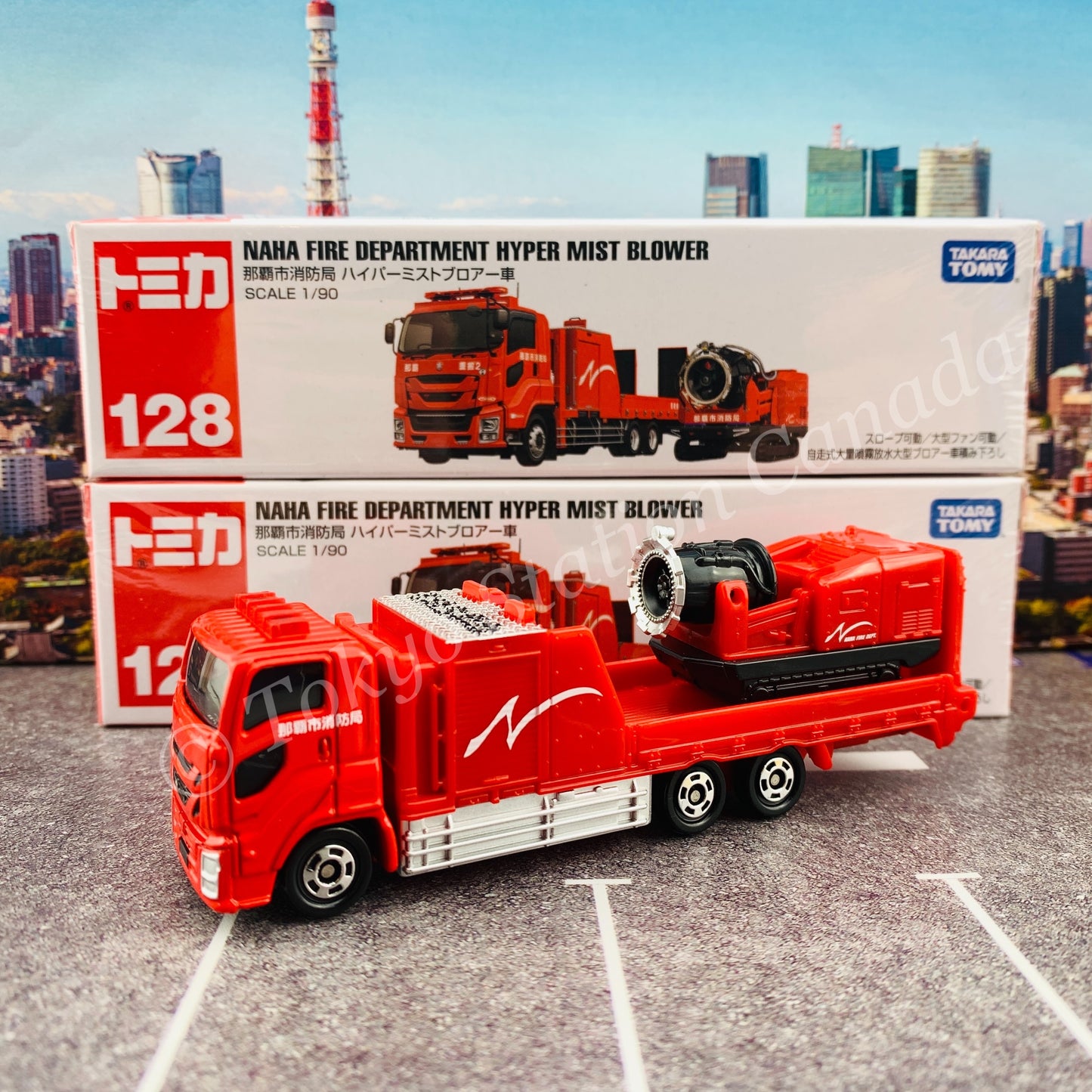 TOMICA 128 NAHA CITY FIRE DEPARTMENT HYPER MIST BLOWER VEHICLE