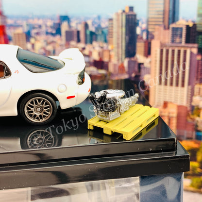 HOBBY JAPAN 1/64 Mazda RX-7 (FD3S) Type RZ With Engine Display Model White HJ642007EW