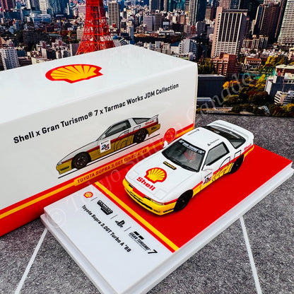 TARMAC WORKS x Gran Turismo 7 x SHELL 1/64 Toyota Supra 3.0GT Turbo A 1988 T64-064-SS22