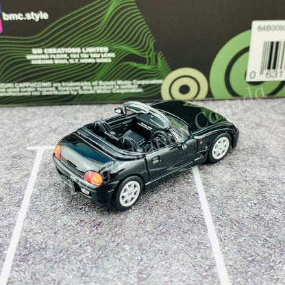 BM CREATIONS JUNIOR 1/64 SUZUKI CAPPUCCINO Black RHD with Extra Wheel and Hard Top Set 64B0092