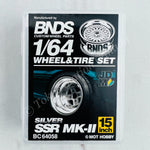 BNDS 1/64 Alloy Wheel & Tire Set SSR MK-II SILVER BC64058