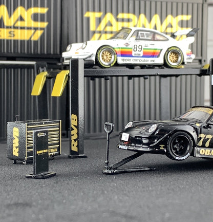 Tarmac Works 1/64 Garage Tools Set RWB - Stickers Included T64A-001-RWB