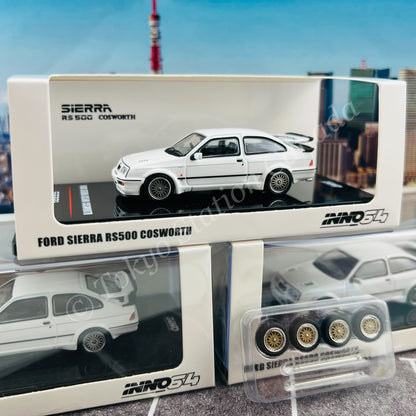 INNO64 1/64 FORD SIERRA RS500 COSWORTH 1986 Diamont White W/Extra Wheels IN64-RS500-DIWH