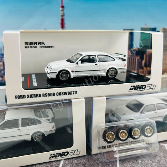 INNO64 1/64 FORD SIERRA RS500 COSWORTH 1986 Diamont White W/Extra Wheels IN64-RS500-DIWH