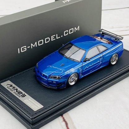 Ignition Model 1/43 Nissan Skyline GTR Mine's R34 Bayside Blue IG1814