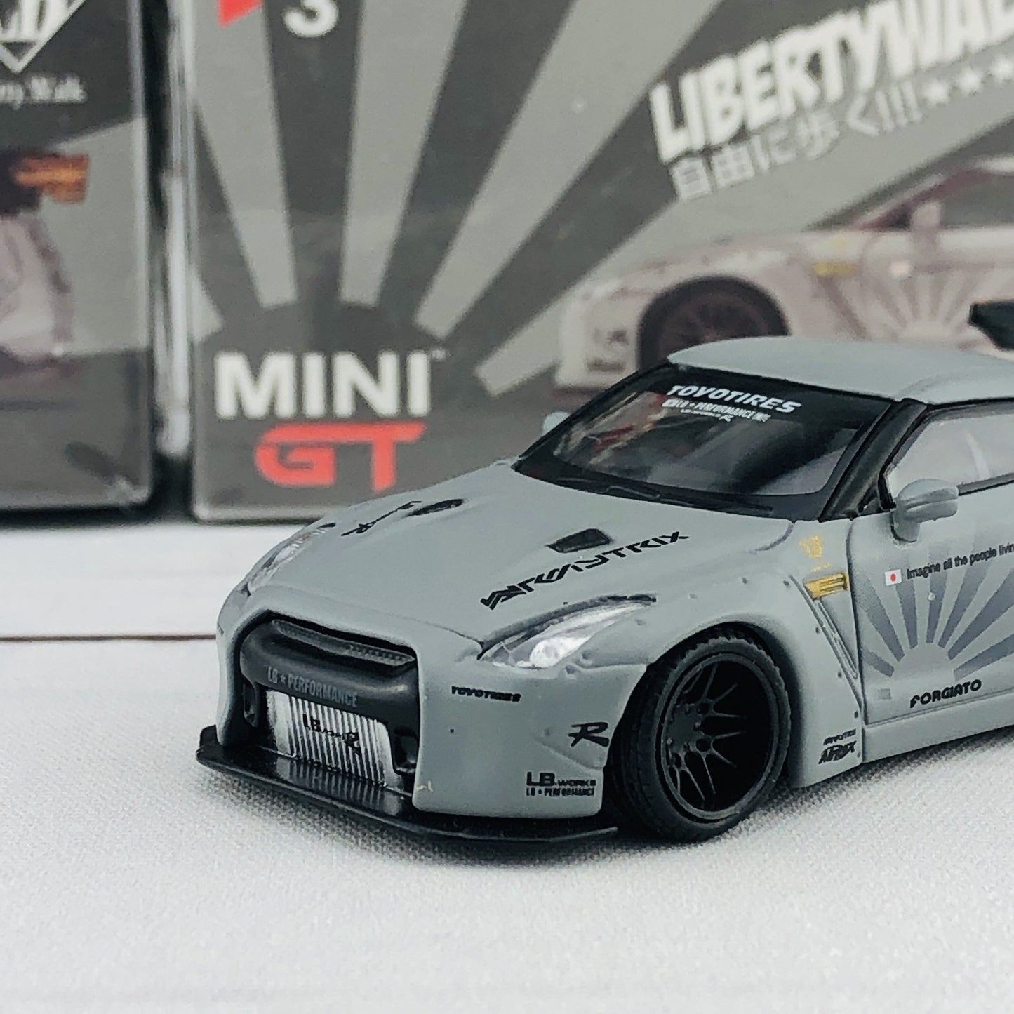 MINI GT 1/64 LIBERTYWALK LB★WORKS Nissan GTR (R35) Matte Grey - RHD MGT000003-R