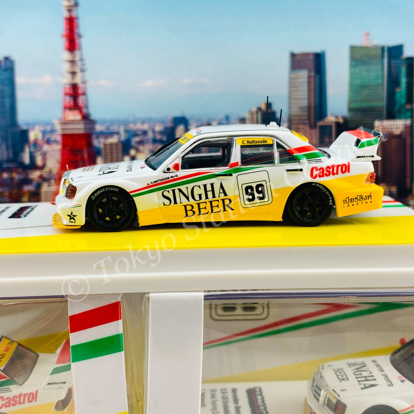Tarmac Works 1/64 HOBBY64 Mercedes-Benz 190 E 2.5-16 Evolution II SE Asia Touring Car Championship 1995  C. Nattavude T64-024-95SEA99