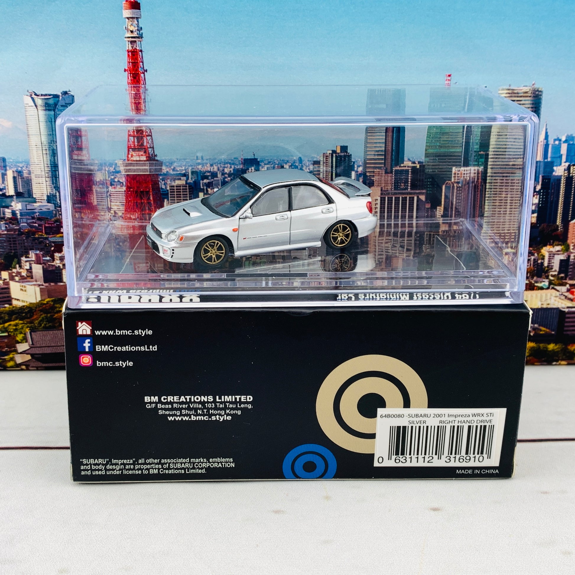 BM Creations JUNIOR 1/64 Subaru Impreza WRX STi 2001 SILVER RHD 64B0080