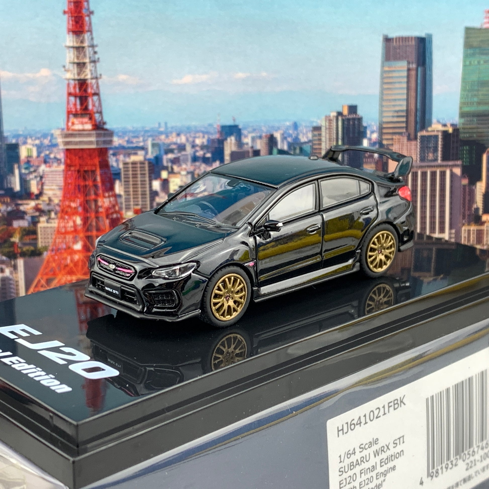 HOBBY JAPAN 1/64  SUBARU WRX STI EJ20 Final Edition with EJ20 Engine Display Model Black HJ641021FBK
