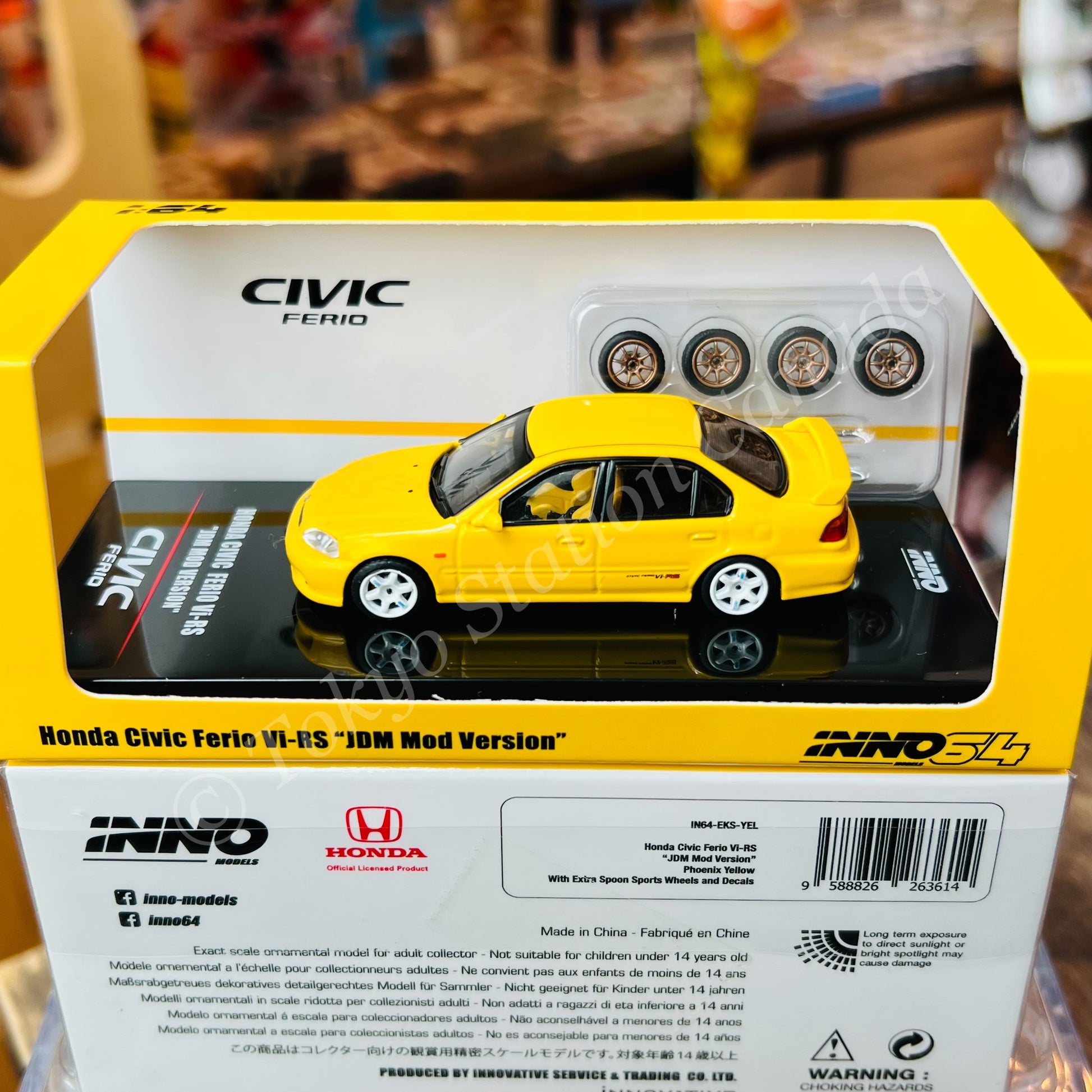 INNO64 1/64 HONDA CIVIC FERIO Vi RS PHOENIX YELLOW JDM MOD VERSION