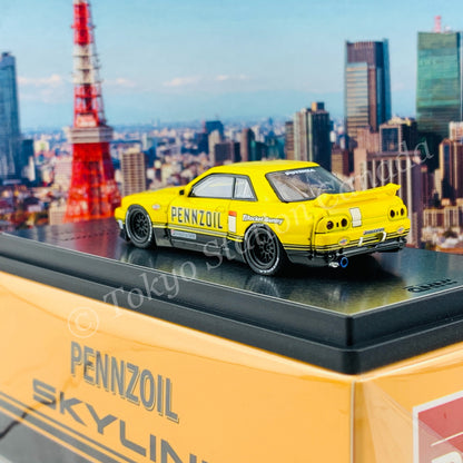 POP RACE x INNO64 1/64 NISSAN SKYLINE GT-R R32 Pandem "PENNZOIL" Retro Livery Concept (with display case) PR64-R32P-PENNZOIL