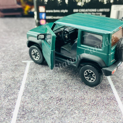 BM CREATIONS JUNIOR 1/64 Suzuki Jimny SIERRA JB74 with Accessory Pack Matt Green LHD 64B0033